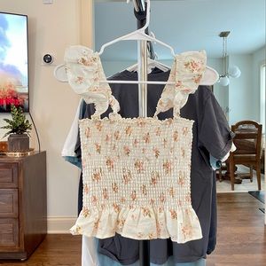 Reformation Floral Square Neck Top size small